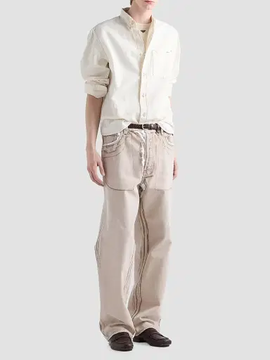 Prada Men's Cotton T-Shirt - Beige Khaki | Thumbnail 2