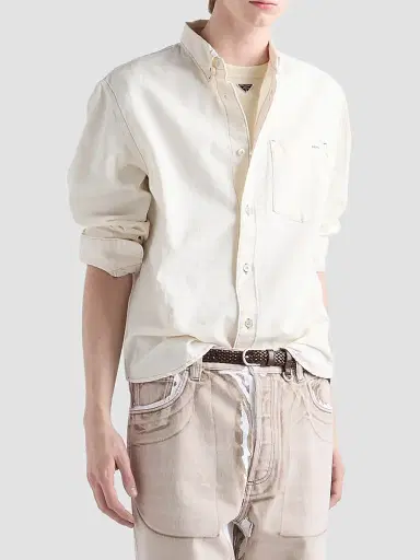 Prada Men's Cotton T-Shirt - Beige Khaki | Thumbnail 3