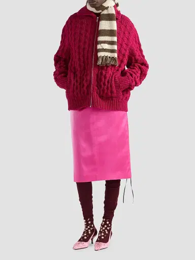 Prada Women's Wool Cardigan - Dark Pink | Thumbnail 2