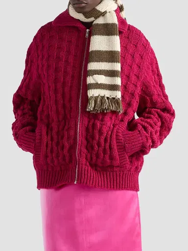 Prada Women's Wool Cardigan - Dark Pink | Thumbnail 3