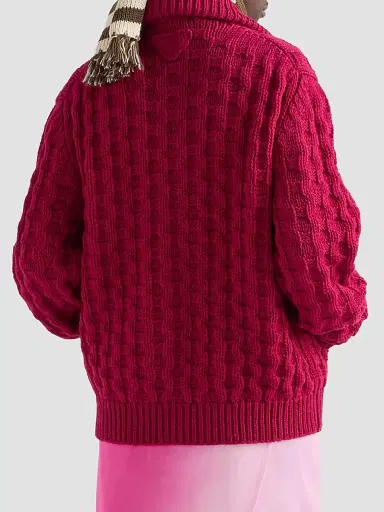 Prada Women's Wool Cardigan - Dark Pink | Thumbnail 5