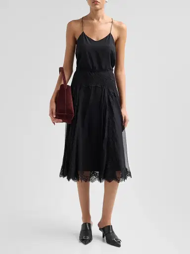 Dolce & Gabbana Women's Lace-Trim Silk-Cotton Midi Skirt | Thumbnail 2