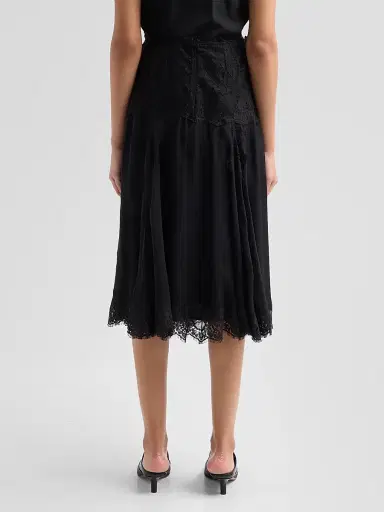 Dolce & Gabbana Women's Lace-Trim Silk-Cotton Midi Skirt | Thumbnail 3