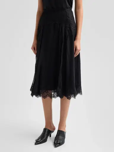 Dolce & Gabbana Women's Lace-Trim Silk-Cotton Midi Skirt | Thumbnail 4