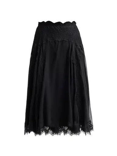 Dolce & Gabbana Women's Lace-Trim Silk-Cotton Midi Skirt | Thumbnail 1