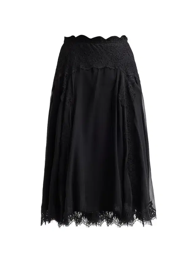 Dolce & Gabbana Women's Lace-Trim Silk-Cotton Midi Skirt - Nero