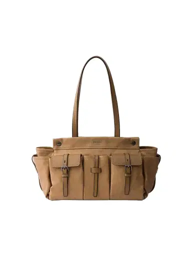 Prada Women's Route Large Leather Tote Bag - Beige Khaki | Thumbnail 1