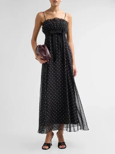Zimmermann Women's Frill Pleated Maxi Dress - Black Dot - Size 10 | Thumbnail 2 Zimmermann Women's Frill Pleated Maxi Dress - Black Dot - Size 10 | Thumbnail 2