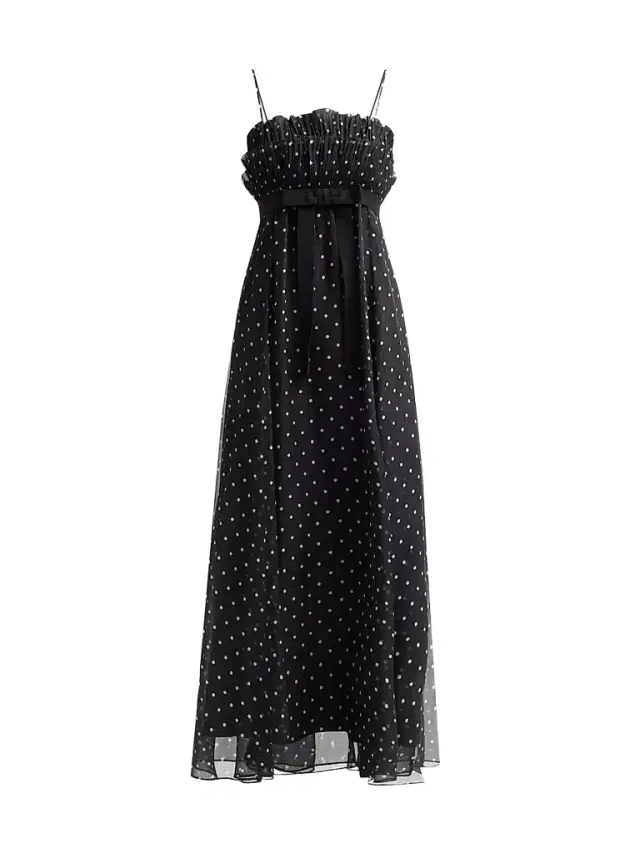 Zimmermann Women's Frill Pleated Maxi Dress - Black Dot
