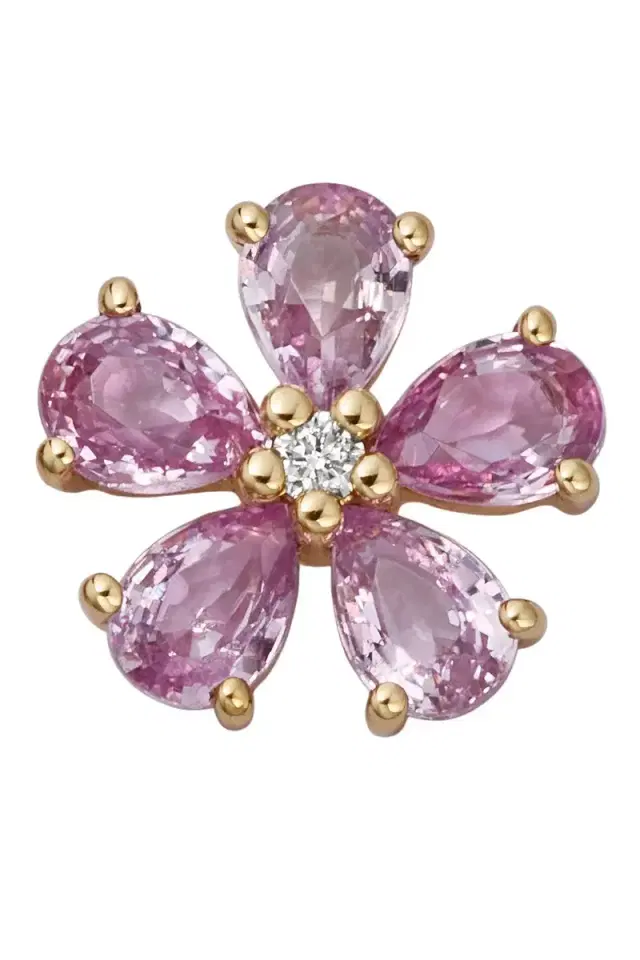 LOQUET Pink Sapphire Diamond Blossom Flower Charm