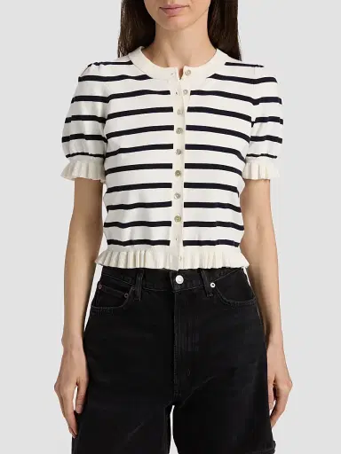 RAILS Women's Lora Striped Ruffle-Trim Cardigan - Navy Stripe | Thumbnail 3