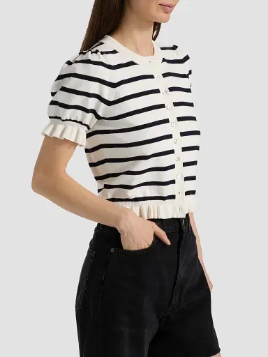 RAILS Women's Lora Striped Ruffle-Trim Cardigan - Navy Stripe | Thumbnail 4