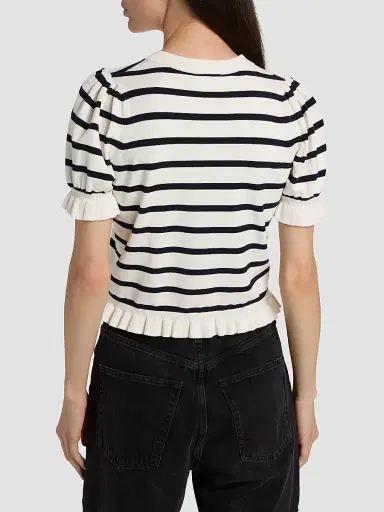 RAILS Women's Lora Striped Ruffle-Trim Cardigan - Navy Stripe | Thumbnail 5