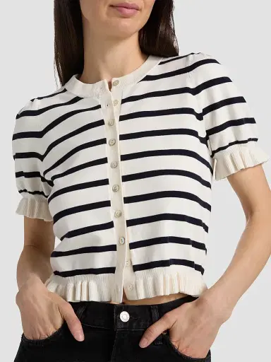 RAILS Women's Lora Striped Ruffle-Trim Cardigan - Navy Stripe | Thumbnail 6