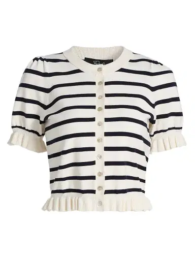 RAILS Women's Lora Striped Ruffle-Trim Cardigan - Navy Stripe | Thumbnail 1