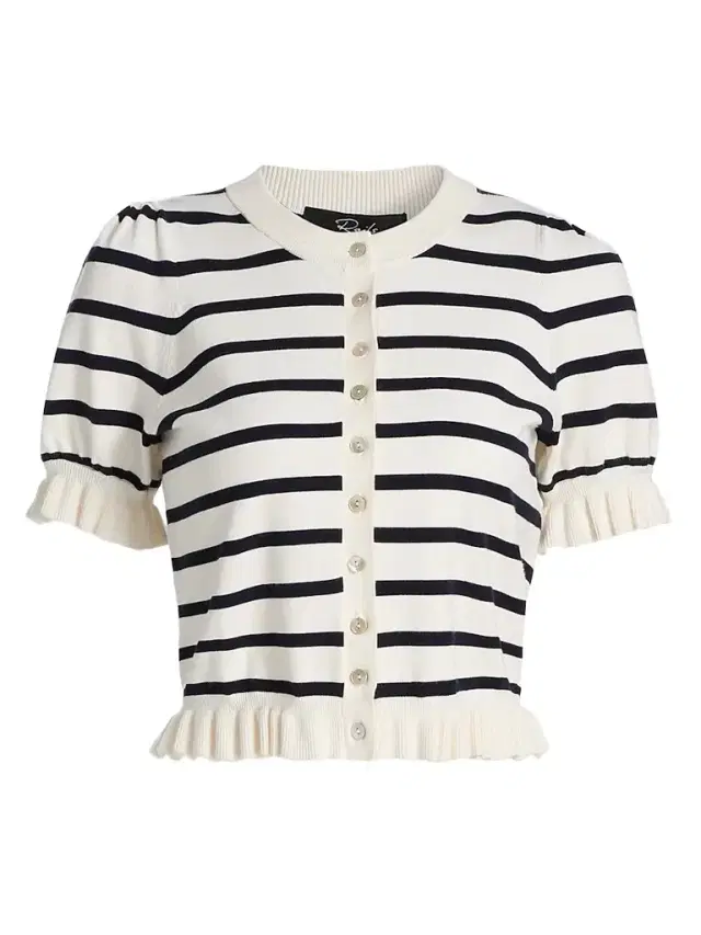 RAILS Women's Lora Striped Ruffle-Trim Cardigan - Navy Stripe