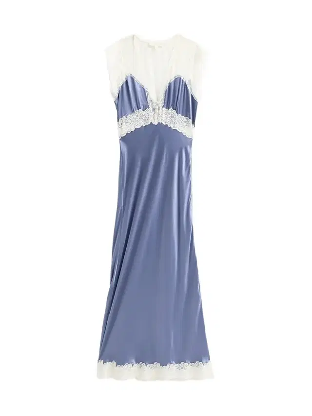 LoveShackFancy Women's Vella Lace-Trim Silk Maxi Dress - Weathered Blue