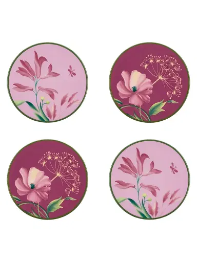GINORI 1735 Florenza 4-Piece Porcelain Coaster Set - Malva | Thumbnail 1
