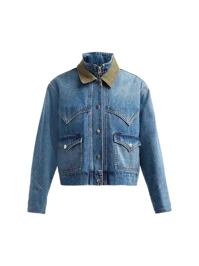 Veronica Beard Women's Wegner Layered Corduroy-Collar Denim Jacket - Memory Lane