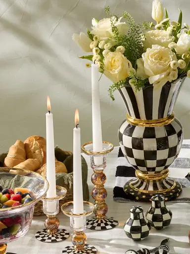 MacKenzie-Childs Courtly Check Large Glass Candlestick Holder | Thumbnail 3 MacKenzie-Childs Courtly Check Large Glass Candlestick Holder | Thumbnail 3