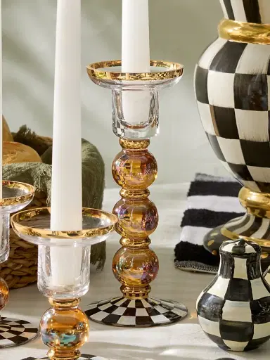 MacKenzie-Childs Courtly Check Large Glass Candlestick Holder | Thumbnail 4 MacKenzie-Childs Courtly Check Large Glass Candlestick Holder | Thumbnail 4