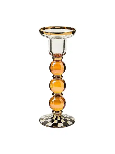 MacKenzie-Childs Courtly Check Large Glass Candlestick Holder | Thumbnail 1 MacKenzie-Childs Courtly Check Large Glass Candlestick Holder | Thumbnail 1