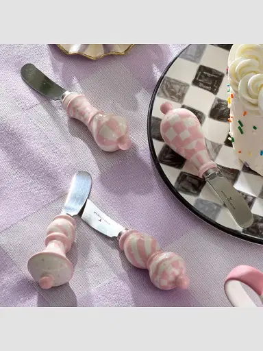 MacKenzie-Childs Rosy Check 4-Piece Party Spreader Set | Thumbnail 2