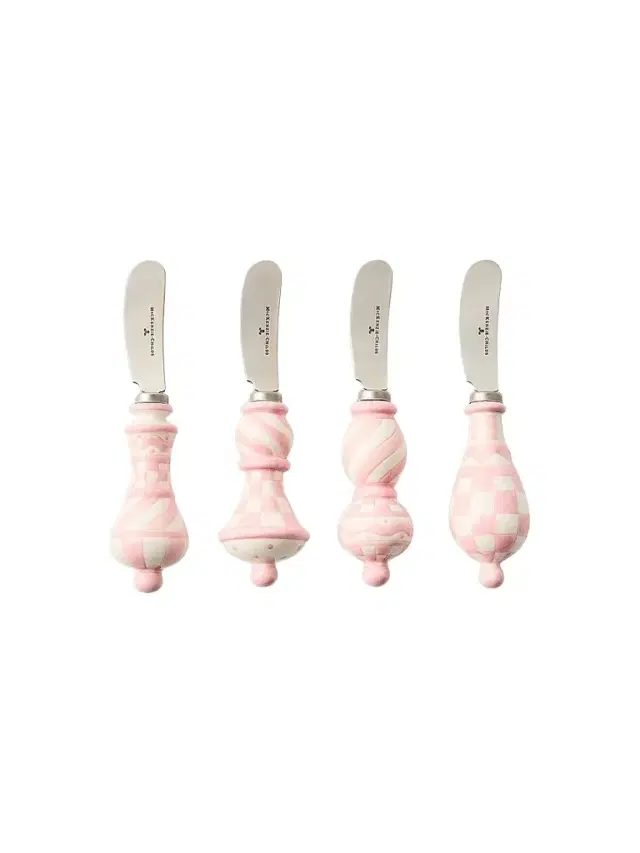 MacKenzie-Childs Rosy Check 4-Piece Party Spreader Set