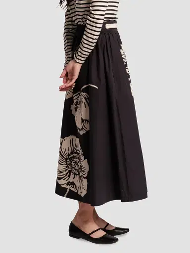 Frances Valentine Women's Phoebe Floral Cotton Midi Skirt | Thumbnail 3 Frances Valentine Women's Phoebe Floral Cotton Midi Skirt | Thumbnail 3