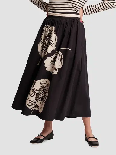 Frances Valentine Women's Phoebe Floral Cotton Midi Skirt | Thumbnail 4 Frances Valentine Women's Phoebe Floral Cotton Midi Skirt | Thumbnail 4