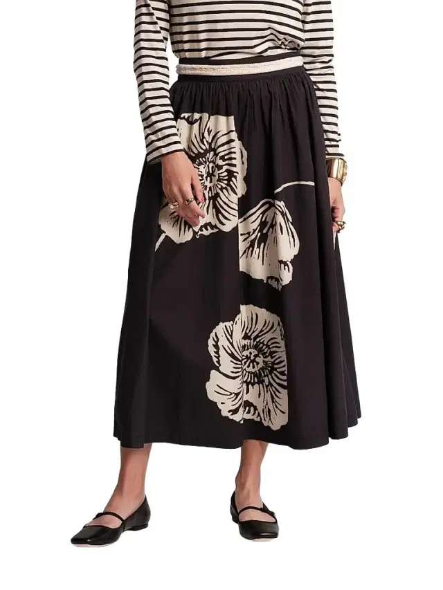 Frances Valentine Women's Phoebe Floral Cotton Midi Skirt - Navy Multi - Size 16