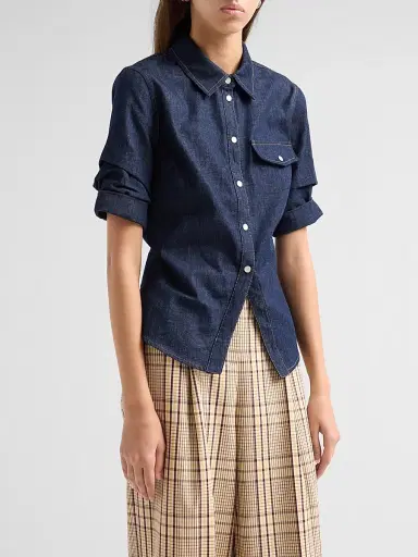TANYA TAYLOR Women's Winston Denim Top - Midnight Rinse | Thumbnail 4