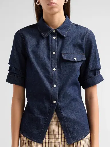TANYA TAYLOR Women's Winston Denim Top - Midnight Rinse | Thumbnail 5
