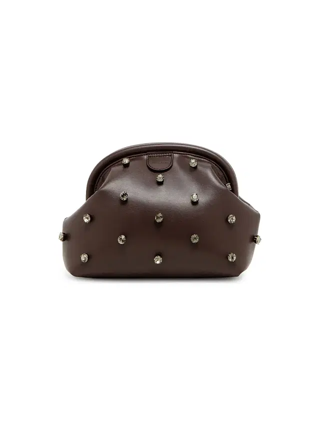 Stella McCartney Women's Falabella Crystal-Studded Clutch - Dark Taupe