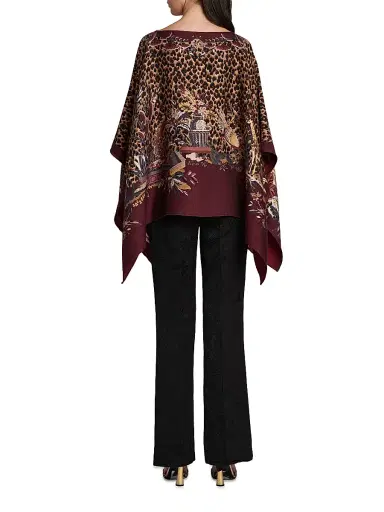 Etro Women's Leopard-Print Wool Poncho - Stampa F Do Bordeaux | Thumbnail 5