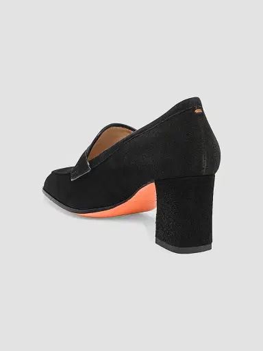 Santoni Women's Carla 65MM Suede Penny Loafer Pumps - Black - Size 12 | Thumbnail 3