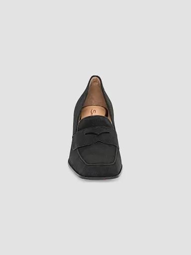 Santoni Women's Carla 65MM Suede Penny Loafer Pumps - Black - Size 12 | Thumbnail 5