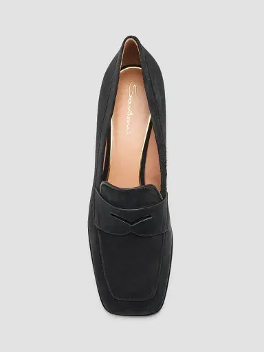 Santoni Women's Carla 65MM Suede Penny Loafer Pumps - Black - Size 12 | Thumbnail 6