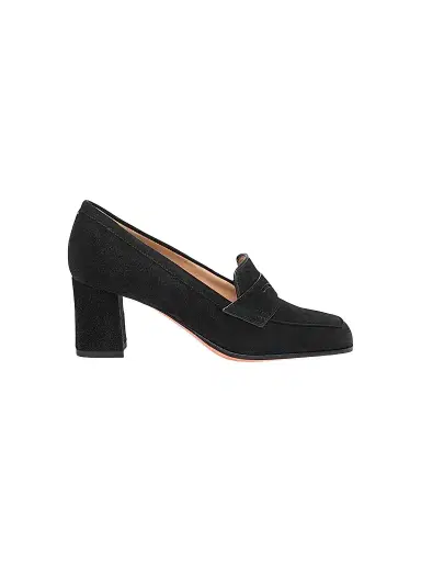 Santoni Women's Carla 65MM Suede Penny Loafer Pumps - Black - Size 12 | Thumbnail 1