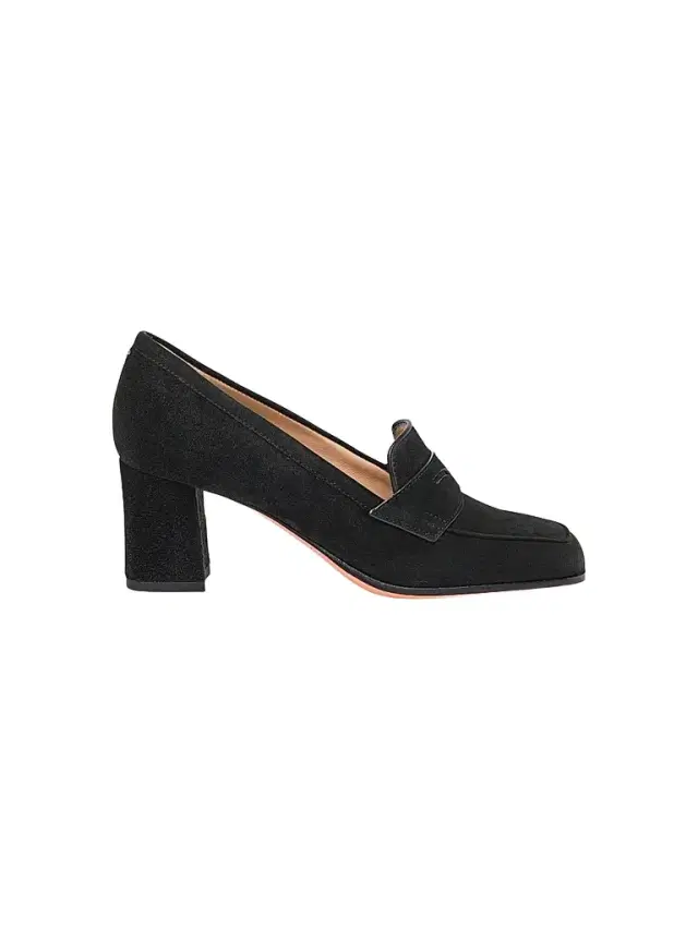 Santoni Women's Carla 65MM Suede Penny Loafer Pumps - Black - Size 12