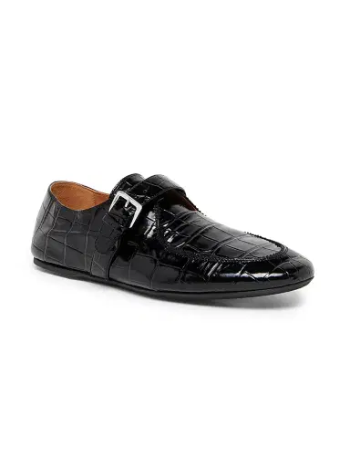Marni Men's Moc Toe Croc-Embossed Patent Leather Loafers - Black | Thumbnail 2