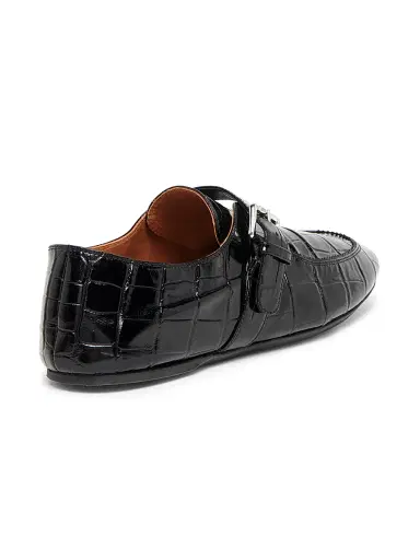 Marni Men's Moc Toe Croc-Embossed Patent Leather Loafers - Black | Thumbnail 3