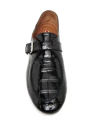 Marni Men's Moc Toe Croc-Embossed Patent Leather Loafers - Black | Thumbnail 4