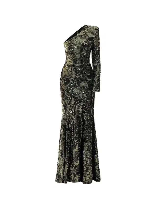 Zhivago Women's This Is Not Her Sequined One-Shoulder Mermaid Gown - Olive - Size 14