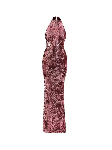 Zhivago Women's No More Songs Sequined Halter Column Gown - Mauve - Size 14 | Thumbnail 1
