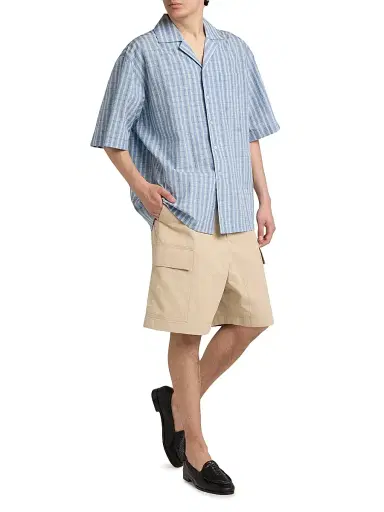 Bottega Veneta Men's Cotton Toile Cargo Shorts - Stucco | Thumbnail 2