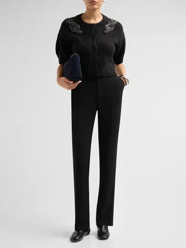 Cinq à Sept Women's Millicent Rib-Knit Cardigan - Black | Thumbnail 2