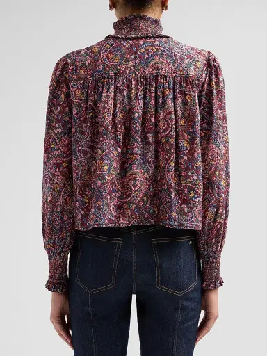 Cinq à Sept Women's Pia Paisley Cotton-Blend Long-Sleeve Top - Black Multi | Thumbnail 3
