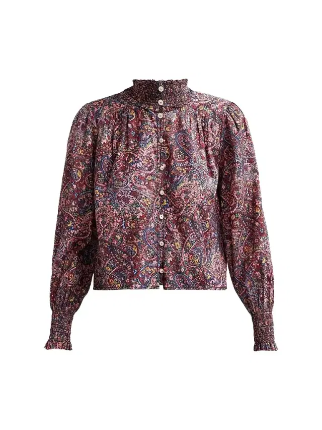 Cinq à Sept Women's Pia Paisley Cotton-Blend Long-Sleeve Top - Black Multi