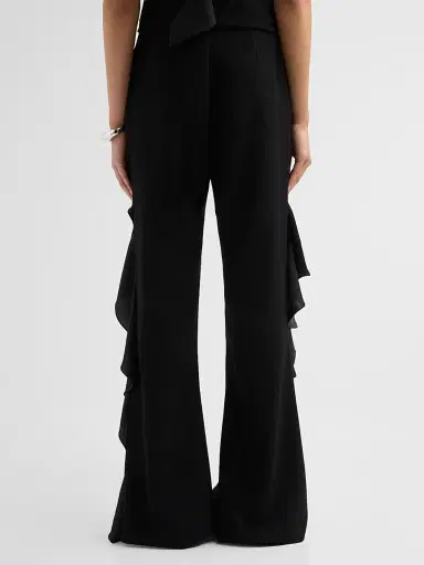Cinq à Sept Women's Selah Ruffle Satin Pants - Black | Thumbnail 3